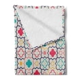 thumbnail image 2 of Quatrefoil Soft Flannel Fleece Throw Blanket, Traditional Tile Pattern Clovers Lattice Oriental Art Print, Cozy Plush for Indoor and Outdoor Use, 70" x 90", Blue Green, by Ambesonne, 2 of 5