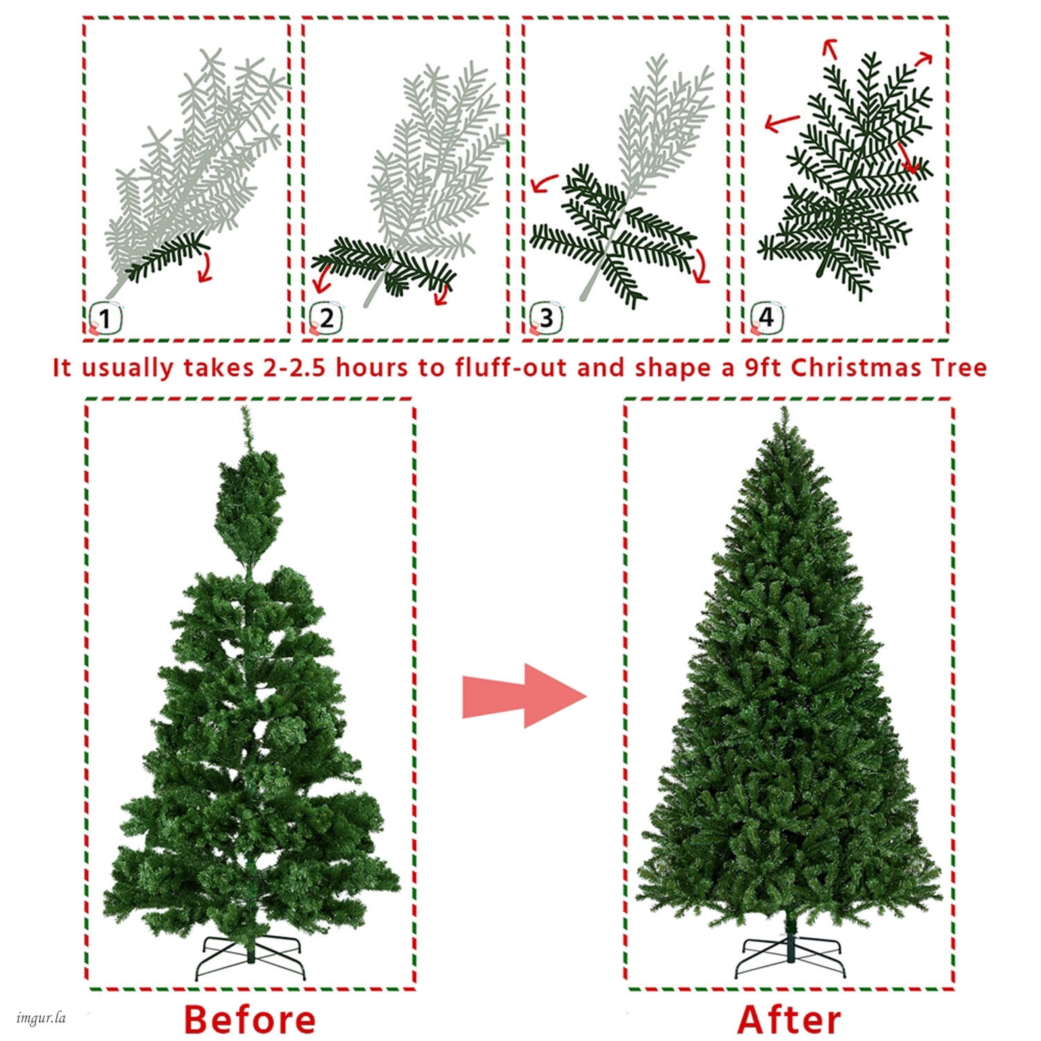 Alden Design 9FT Artificial Pre-lit Christmas Fir Tree with Foldable Stand and 850 LED Warm Lights,Green
