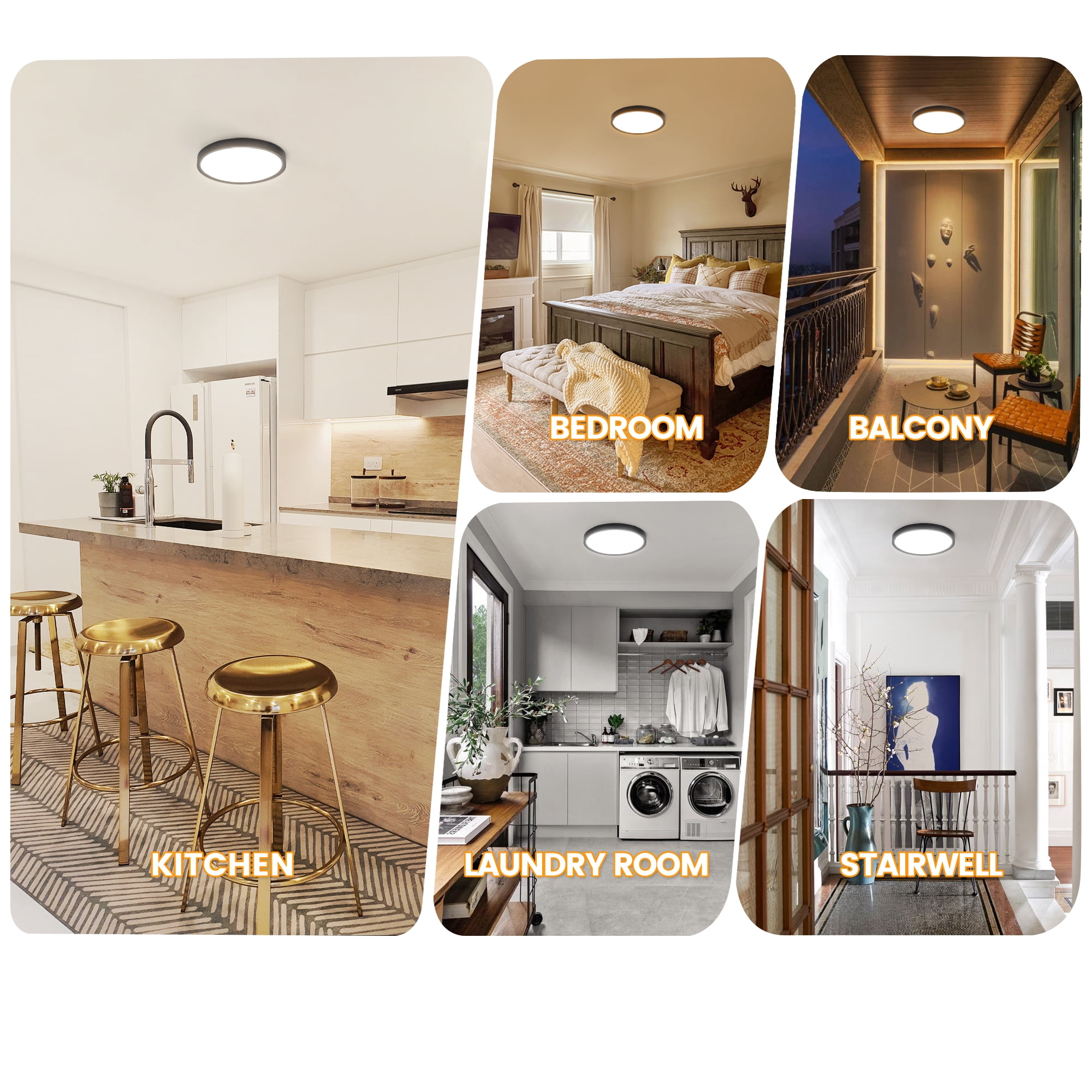 Hlite 2-Pack 9" LED Ceiling Light, 18W 3CCT Selectable Flush Mount Light, Damp Rated Round Flat Panel Lighting Fixtures for Bedroom,Laundry and Closet (Black)