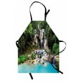 thumbnail image 1 of Waterfall Apron Waterfall in Corner of Lake in Laos Surrounded by the Vietnamese Trees Asian, Unisex Kitchen Bib Apron with Adjustable Neck for Cooking Baking Gardening, Blue and Green, by Ambesonne, 1 of 3
