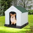thumbnail image 6 of Plastic Dog House 32 inch Large Dog Houses for Small to Large Dogs, All Weather Indoor Outdoor Doghouse with Base Support for Winter Tough Durable House,Green, 6 of 8