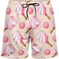 thumbnail image 4 of Sunyuer Men's Swim Trunks with Compression Liner 2-in-1 Drawstring Swimming Shorts Quick Dry Beach Board Shorts with Pockets, Pink Pickleball Racquets, XL, 4 of 8