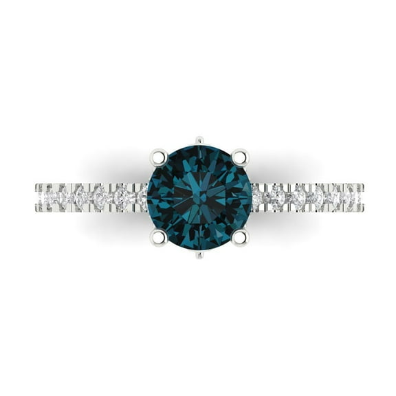 Clara Pucci 14K White Gold 1.47ct LondonBlueTopaz Solitaire with Accents