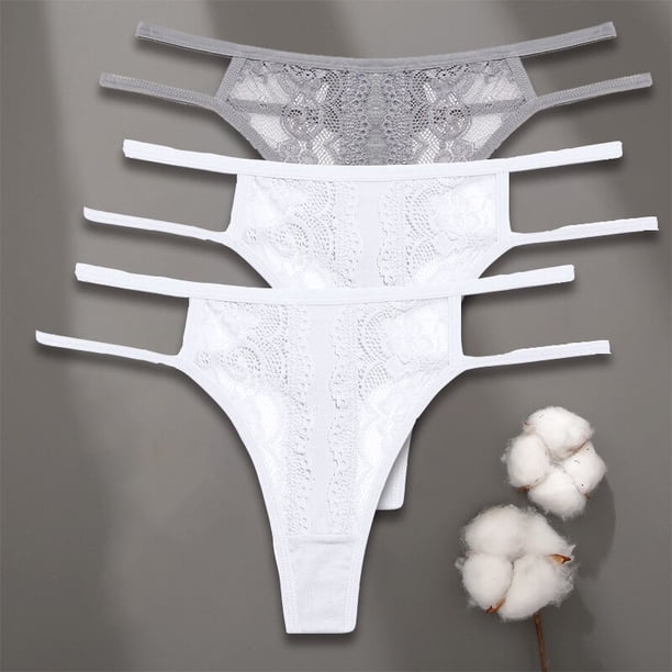 FINETOO 3 unids/set Sexy algodón encaje mujer Tanga bragas ropa interior S-XL chica Lencería doble correa cintura baja G-string mujer Pantys Tan Jianjun unisex