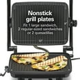 thumbnail image 4 of Hamilton Beach Panini Press Sandwich Maker & Electric Indoor Grill, 10" x 8" Nonstick Grill Plates, Chrome, 4 of 9