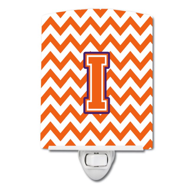 "Treasures Letter I Chevron Orange and Regalia Ceramic Night Light, 6x4, Multicolor" Caroline's Treasures CJ1062-ICNL