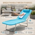 thumbnail image 6 of Spaco Folding Chaise Lounge Pool Chairs, Outdoor Sun Tanning Recliners with Pillow, Steel Frame, Breathable Mesh, Beach, Yard, Patio, Blue, 6 of 6