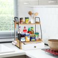 thumbnail image 6 of 2 Tier Bathroom Counter Organizer with Drawer, Wood Bathroom Storage Shelf Counter for Cosmetic Vanity Tray Kitchen Spice Rack Coffee Station Organizer, Bathroom Decor, 6 of 8