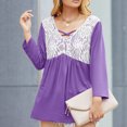 thumbnail image 2 of Moda mujer Casual suelta malla Patchwork Irregular empalme cuello redondo camisetas Tops Fridja  FKASFK2965, 2 of 8