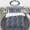 thumbnail image 2 of Designart 'Retro Luxury Waves In Gold And Blue IX' Mid-Century Modern Duvet Cover Set, 2 of 4