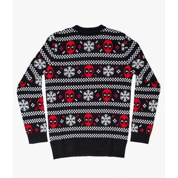 Deadpool Holiday Snowflakes Stripes Long Sleeve Ugly Christmas Sweater  XXLarge