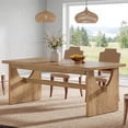 thumbnail image 3 of Fnova 63" Wooden Dining Table for 6 People, Large Farmhouse Rectangle Kitchen Table for Dining Room, Living Room, Brown, 3 of 9