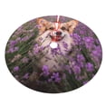 thumbnail image 3 of Kll 48" Christmas Tree Skirt Dog In Lavender Flowers Xmas Tree Skirts Mat For New Year Xmas Holiday Party Indoor Outdoor Home Decoration, 3 of 9