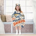 thumbnail image 7 of FORMRS Wearable Blanket Hoodie with Sleeves for Kids Cozy Flannel Sweatshirt, Blue Sardines Pattern, 7 of 7