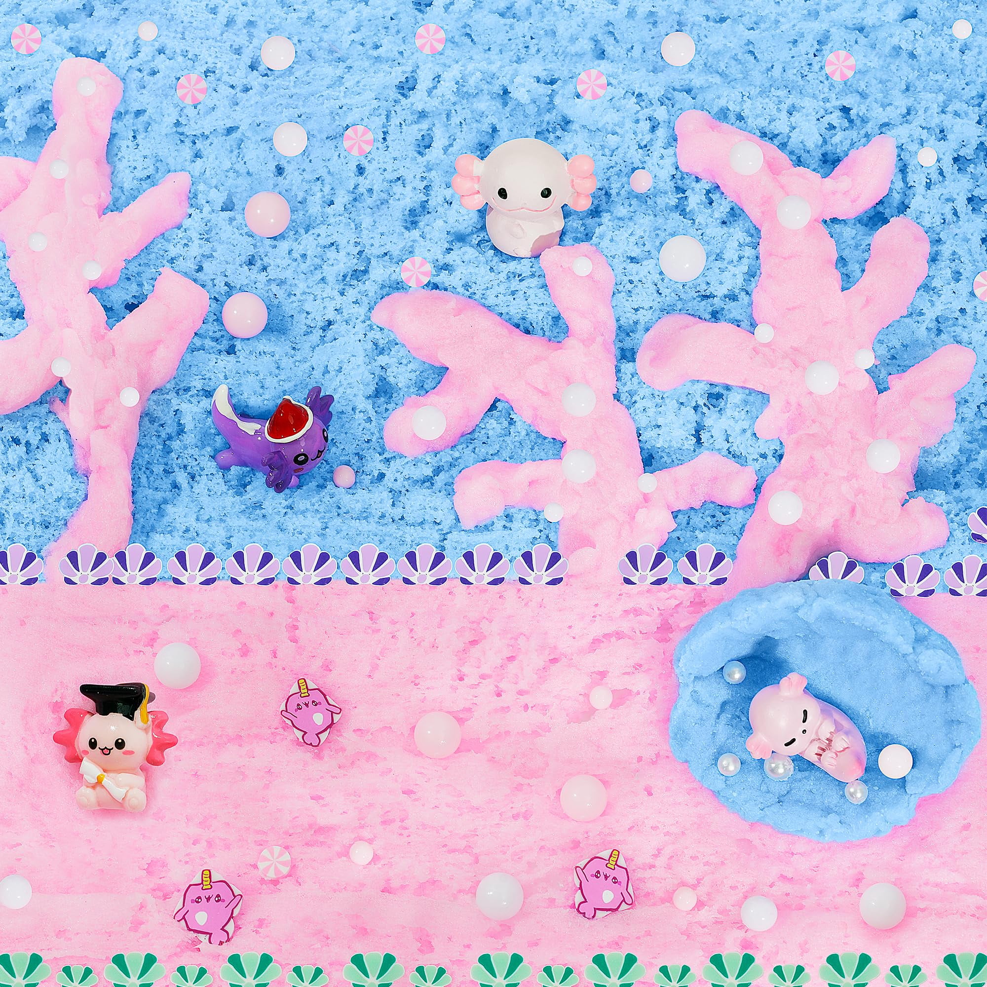 Axolotl Cloud Slime Kit 2 Pack - 14oz Non-Sticky DIY Slime for Kids, Includes Cute Axolotl Charms & Add-Ins, Glitter, ASMR Sensory Toys, Slime Party Favors for Girls Boys