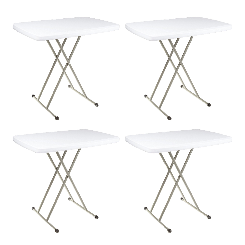 Ontario Furniture Adjustable Folding Table 20 x 30 in, White, 4 Pack