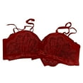 thumbnail image 4 of Telankuip Women's Fashion Lace Bras Comfortable Everyday T Shirt Bralettes Full Coverage Support Seamless Soft Cup Wireless Bras for Casual Wear Red 34, 4 of 5