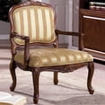 thumbnail image 2 of Traditional Fabric Upholstered Arm Chair with Carving, Gold and Brown- Saltoro Sherpi, 2 of 6