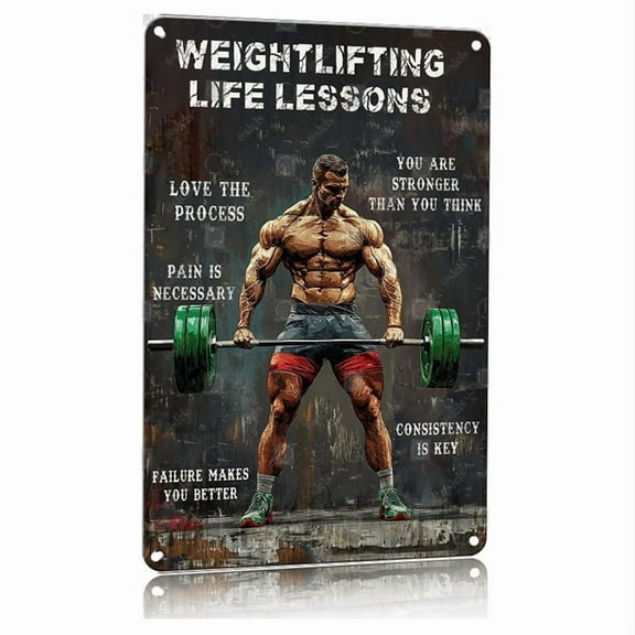 Weight lifting Motivational Metal Sign 8x12 Inch Aluminum Poster Gym Wall Art Decor with Inspirational Quotes for Home Office Fitness Room Bodybuilding Workout Training Studio