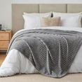 thumbnail image 2 of ROSEKIND Striped Blanket, Premium Faux Fur Touch Ribbed Throw for Sofa and Bed, Cozy Gift for Adults and Friends, 60''x80'', Silver Cloud, 2 of 6