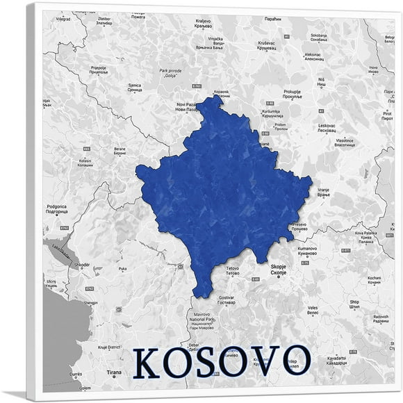 ARTCANVAS Kosovo on World Map Canvas Art Print - Size: 18" x 18" (1.50" Deep)