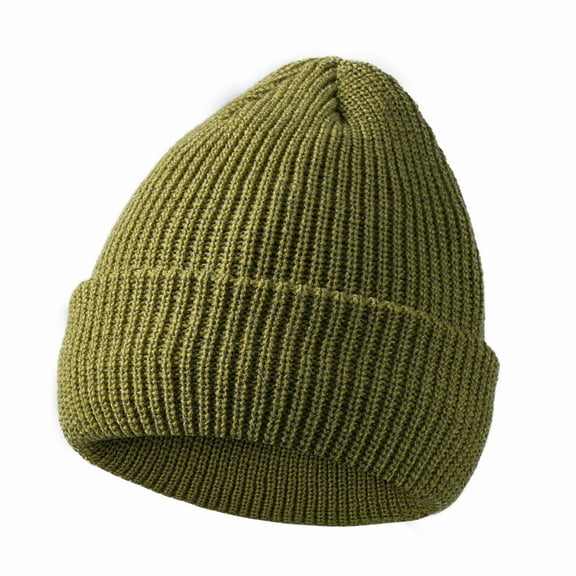 ZQUUVOU Men's and Women's Winter Beanie Solid Color Knitted Thermal Layer Beanie for Outdoor Running Cold Weather Olive Green