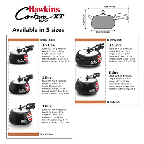 Hawkins Ceramic CTR 30 Coated Contura Pressure Cooker 3 L Red