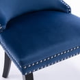 thumbnail image 3 of PORKISS Upholstered Dining Chairs Set of 2, Armless Side Chairs with Backstitching Nailhead Trim and Solid Wood Legs, Modern Velvet High Back Chairs, Blue, 3 of 11