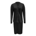 thumbnail image 5 of Women's 2 Piece Midi Skirt Sets Business Casual Outfits Long Sleeve Cardigan Matching Dressy Suits Black L, 5 of 6