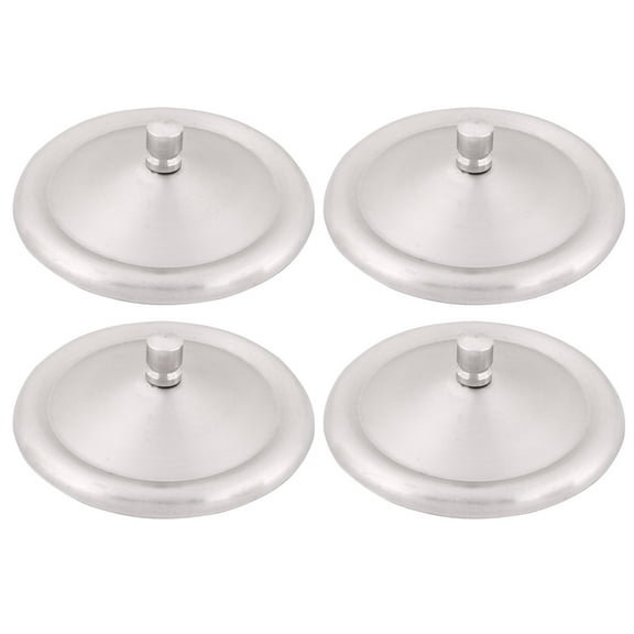 Household Stainless Steel Round Water Coffee Mug Cup Lid Cover Silver Tone 4pcs