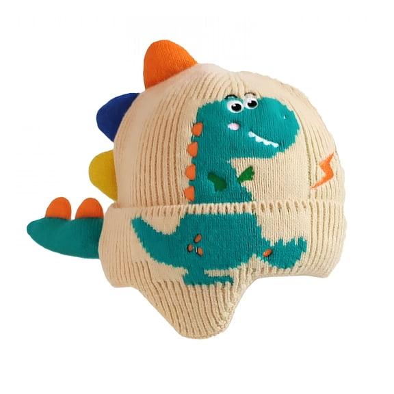 TELOLY Cute Dinosaur Ear Knitted Hat Knit Beanie Headgear Windproof Warm Hat Skiing Hat Winter Cold Cap Knit Hat for Children Kids