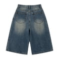 thumbnail image 4 of LWNYDPLSD Girls Jean Shorts Wide Leg Baggy Denim Shorts for Teen Distressed Vintage Trendy Jorts Tweens Knee Length Jeans Fashion Streetwear, 4 of 9