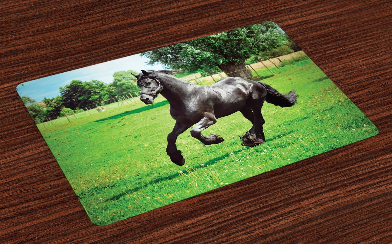 Horses Placemats Set of 4 Friesian Male Horse Masculine Driving Force