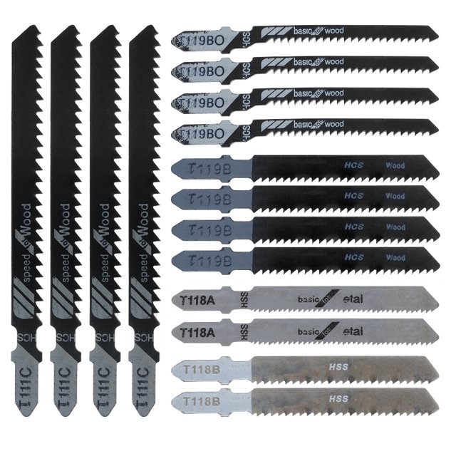 Lieonvis T Shank Blades Jigsaw Blade Set Clean Fast Cut Down Cut Blades Wood Metal Cutting Power Tool HCS / HSS with Plastic Box