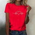 thumbnail image 4 of Njagoc3 Women's Heartbeat Line Heart Print Short Sleeve Top - Romantic Valentine's Day Casual Wear, 4 of 6