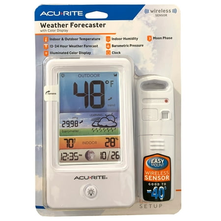 AcuRite 00512 Wireless Indoor Outdoor Weather Forecaster Digital Thermometer with Color Display