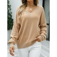 thumbnail image 1 of BeautyIn Chandail Chaud Uni pour Femmes Pull Tricoté Col en V Manches Longues, 1 of 6