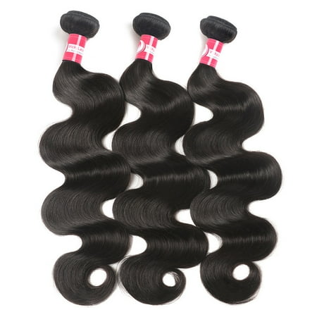 Virgin Human Hair Body Wave 3 Bundles Extensions Natural Color by Dazone
