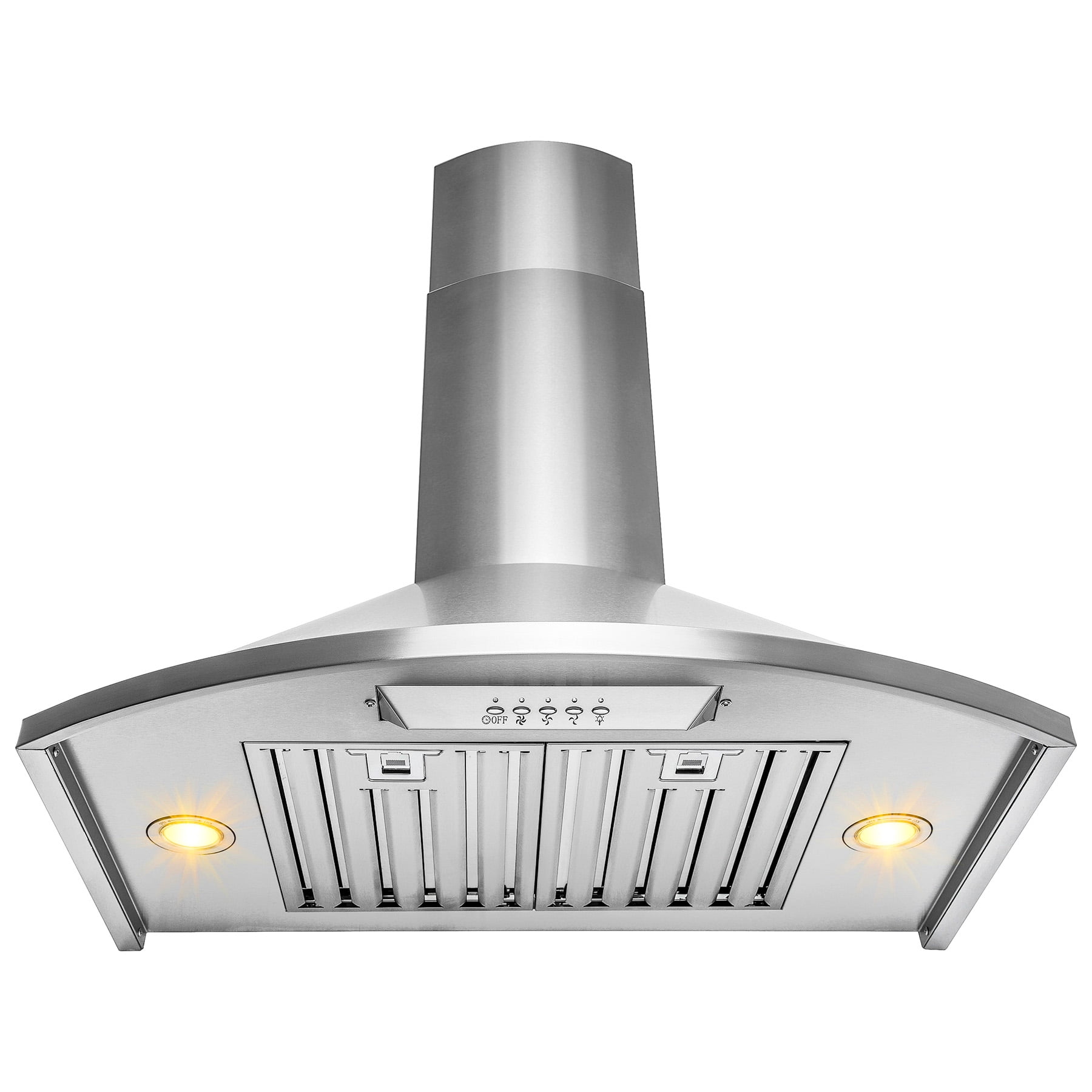 AKDY 30? Wall Mount Brushed Stainless Steel Range Hood Push Button Baffle Filters Modern Kitchen