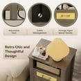 thumbnail image 5 of PetFurnishn 26.18" End Table with Charging Station and Rattan Drawers, Farmhouse Nighstand, Wooden Storage Bedside Table, Living Room, Bedroom(1,Vintage Gray), 5 of 9