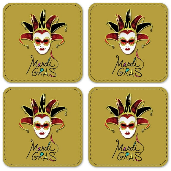 Vinyl Drink Coasters - Set of 4 - Mardi Gras
