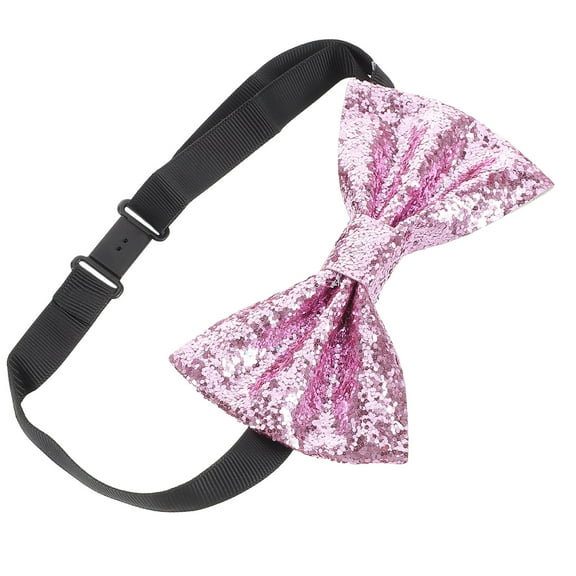 IBASETOY Sequin Bow Tie 1Pack Pink Fabric Adjustable Tuxedo Tie British Style For Banquets