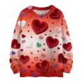 thumbnail image 2 of Dwralegc Womens Valentine Sweaters Heart Graphic Casual Sweater Crew Neck Long Sleeve Fashion Spring Lightweight Pullover Tops Wine XL, 2 of 4