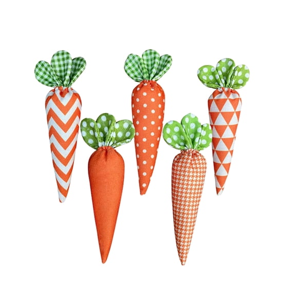 5 Pieces Easter Stuffed Fabric Carrot Decor, Rustic Farmhouse Carrot Vase Fillers for Easter Home, Wedding, Farmhouse Basket, Bowl Fillers, and Seasonal Spring Decorations