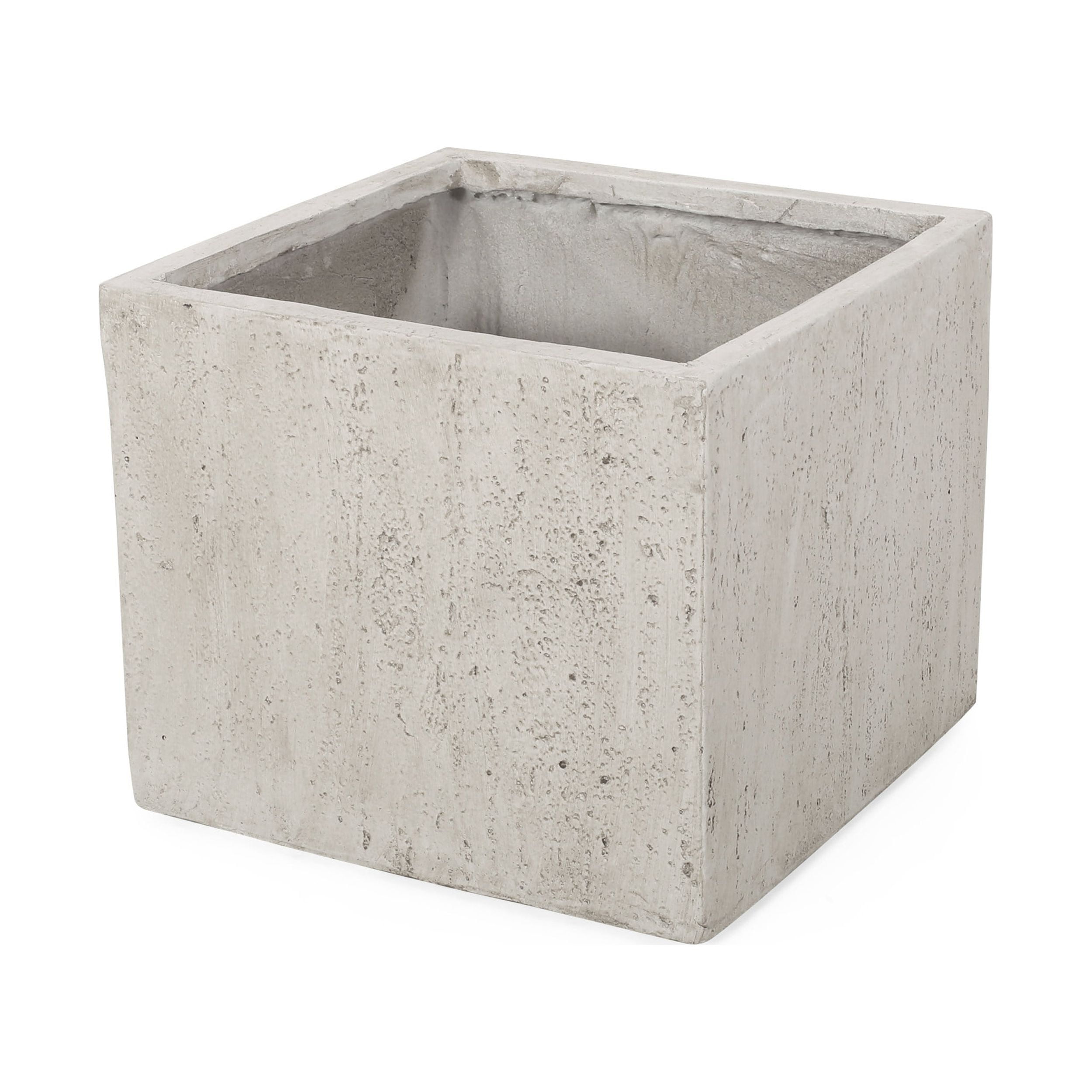 GDF Studio Fardeen Outdoor Modern Large Cast Stone Square Planter, White