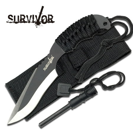 Survivor USA Design Firesteel & Knife Combo Survival Fire Starter (Best Knife In The World For Survival)
