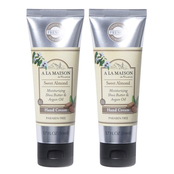 A LA MAISON Crema Hidratante Almendra Dulce - Usos: Aceite de Argán para Manos Manteca de Karité Pura Aceites Esenciales a Base de Plantas Sin Crueldad SLS y Sin Parabenos (1.7 Oz 2 Paquetes)