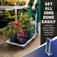 thumbnail image 4 of HarmonyStrings Heavy Duty Foldable Push Cart  | Upgraded Collapsible Hand Truck Folding Platform with Swivel Wheels | Flat Bed Moving Wagon | Space Saving Push Handle-Blue, 330 Lbs. Capacity, 4 of 21