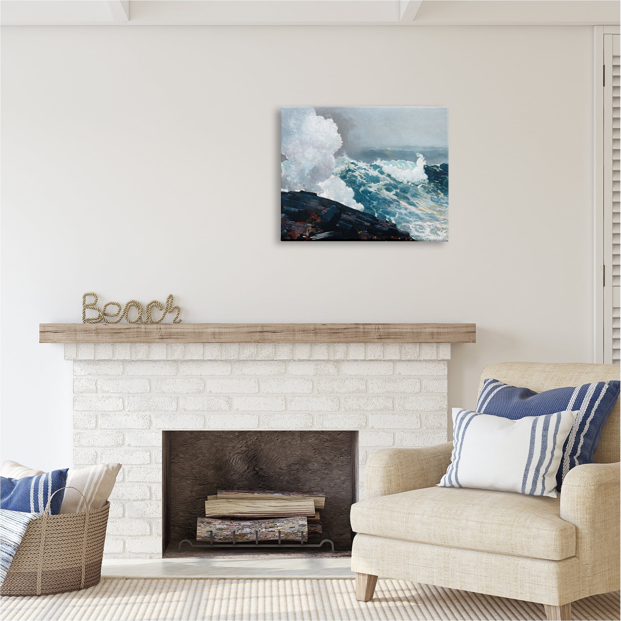 Stupell Industries Ocean Waves & Cliffs Landscape Painting Gallery Wrapped Canvas Art Print Wall Art, 30 x 24