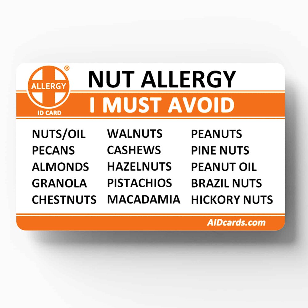 Allergy ID Card Nut Allergy